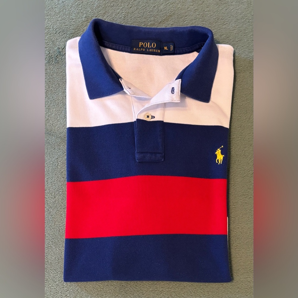 Polo by Ralph Lauren Shirt - Blue and White, size: XL. (5375)